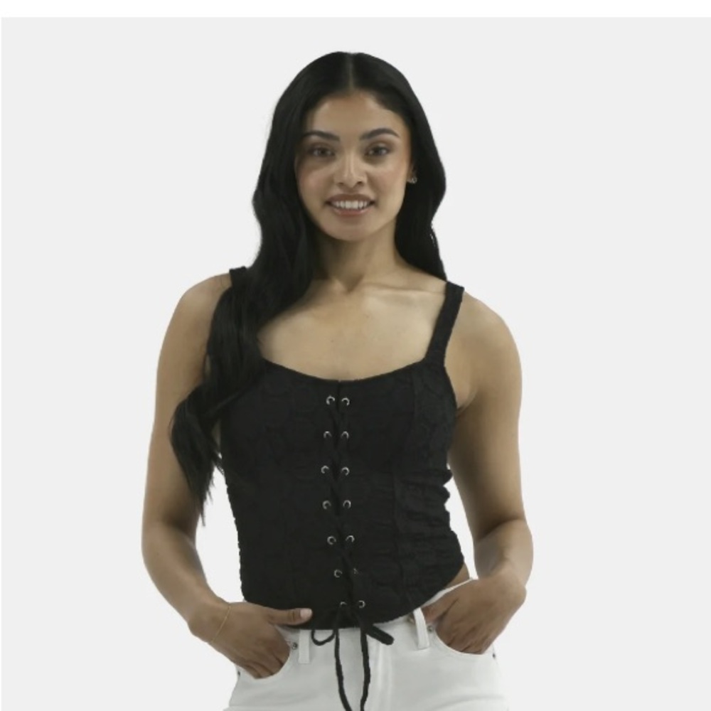 No Boundaries Lace Up Corset Tank Top, Women's Medium 7-9